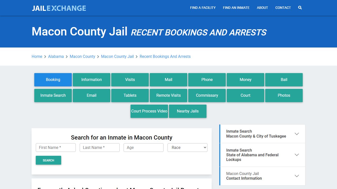 Macon County Jail AL Recent Arrests and Bookings - Jail Exchange